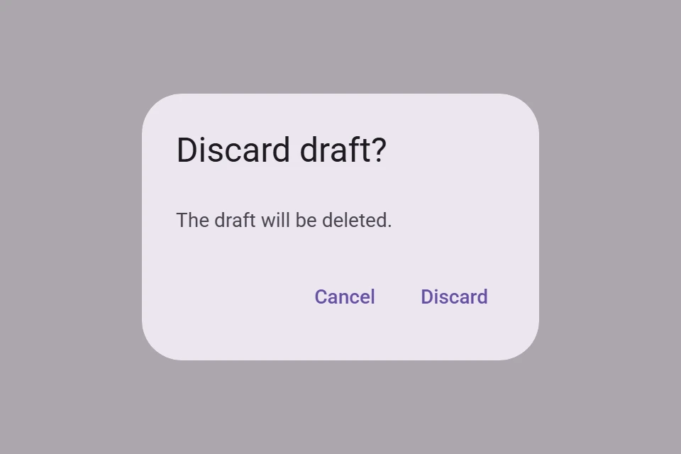 A dialog asking whether to discard a draft.
