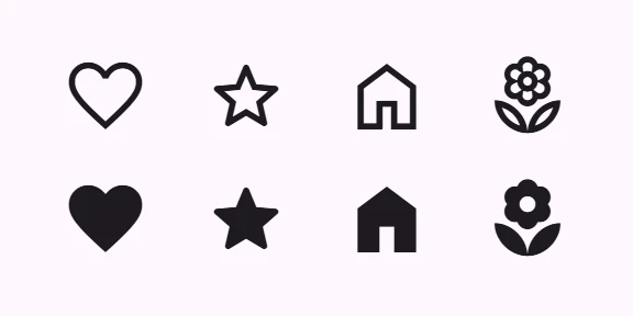 Array of icons with various stylistic attributes