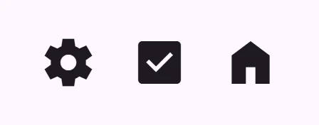 Filed settings, checkbox, and house icons