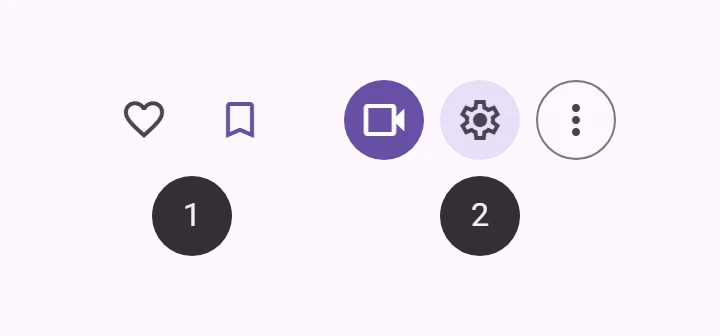 Side by side view of standard and contained icon buttons