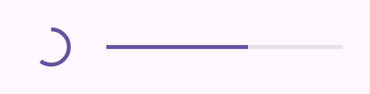 Progress indicators A determinate circular and linear progress indicator.