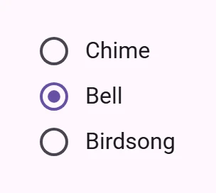 A list of three options with radio buttons; the second is selected.